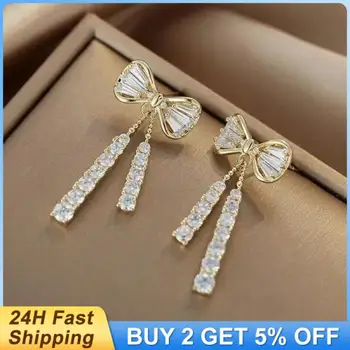 Серьги-капли с кристаллами для женщин, циркониевые темпераментные серьги-кольца, высококачественные серебряные серьги, свадебные украшения для вечеринок, подарки