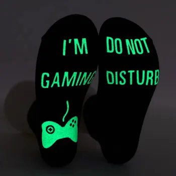 3шт “I'm Gaming Dotnot Disturb ” Светящаяся Буква Винтажные Носки Harajuku С Рисунком, Клейкие Носки-Тюбики, Хлопчатобумажные Противоскользящие Носки В пол