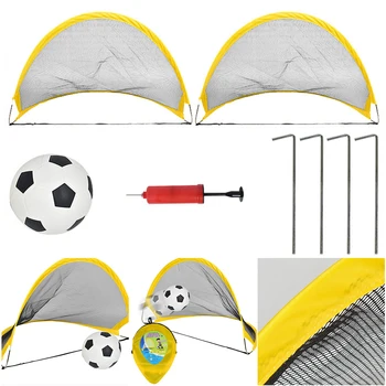 Складные футбольные ворота из 2 предметов с мячом/надувным устройством/сумкой для хранения, сетка для футбольных мишеней, интерактивные портативные тренировочные ворота для тренировок детей