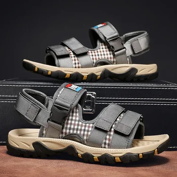 2023 Летняя мужская обувь, спортивные сандалии на открытом воздухе, водонепроницаемые противоскользящие сандалии, Износостойкие дышащие сандалии на мягкой подошве
