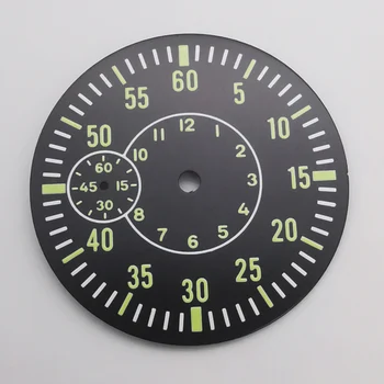 стерильный черно-зеленый циферблат часов 38,9 мм, люминесцентная посадка ETA 6497 st3600, механизм с ручным заводом