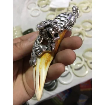Китайский Антикварный Амулет с зубами Кабана, Подвеска-Амулет защиты от Серебряного Дракона One