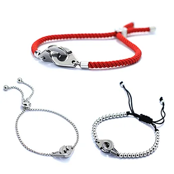 Простой браслет из нержавеющей стали для мужчин и женщин, красная веревка, цепочка серебристого цвета, регулируемый браслет в стиле хип-хоп, подарок для фестиваля моды