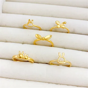 Песочно-золотой цвет, простой бантик, милое кольцо с гладким кроликом, открытое кольцо ручной работы, сделай сам, ювелирные изделия, материалы, аксессуары