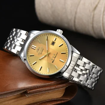 Orient Business Fashion Stainless Steel Strap Quartz Watch for Men Gifts часы мужские наручные Reloj Hombre Relogio Jewelry