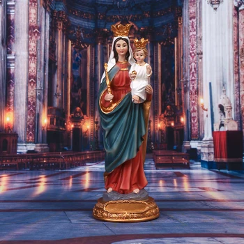 Cottvott Статуя Девы Марии Младенца Иисуса Христа Статуя Пресвятой Девы Марии Мадонны Из смолы Ручная Роспись Католическая Коллекция Подарков