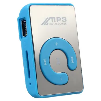 Мини-зеркальный зажим, USB-цифровой Mp3-плеер, поддержка 8 ГБ SD TF-карты, синий