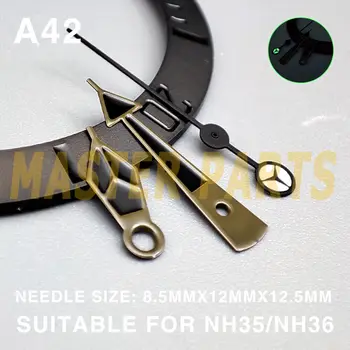 Темно-золотистая отделка, черные стрелки в виде трех ромбов для часов Miyota NH35 / 36 4R / 7S/NH38