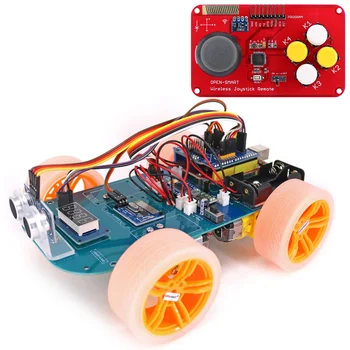 4WD Smart Car Kit Джойстик Дистанционного Управления Беспроводной RF 433 МГц Дальнобойный Резиновый Мотор-Редуктор, Совместимый с Arduino