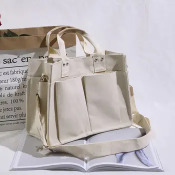 Однотонная сумка-тоут, повседневные школьные сумки через плечо, новые женские сумки большой вместимости