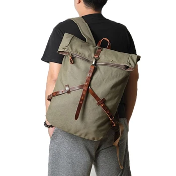 Мужской рюкзак для путешествий большой емкости, рюкзак для альпинизма на открытом воздухе, брезентовый рюкзак для альпинизма в винтажном стиле