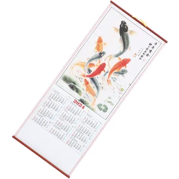 Традиционный Китайский Календарь Прокрутка Подвесного Календаря Подвесной Календарь Год Дракона Офисный Календарь Имитация Бамбука