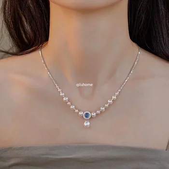 Серебряное Доступное Роскошное Модное Натуральное Пресноводное Короткое Жемчужное Ожерелье Для Женщин