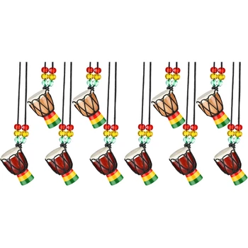 Горячая РЕКЛАМА-10 шт. Инструментальных ожерелий, барабан Джембе, Мини-подвеска, Африканский барабан, Деревянное ожерелье, барабаны и перкуссия