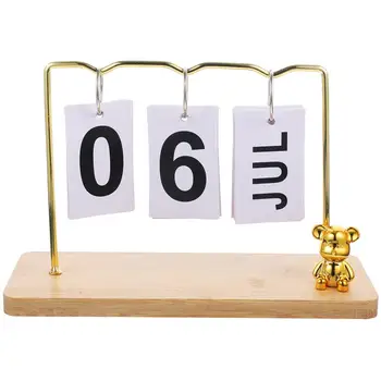 Железный деревянный Вечный календарь, отображение месяца и даты, расписание рабочего стола, ежедневник, украшения для офиса и дома
