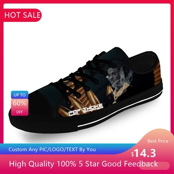 Pop Smoke Rap Рэпер Хип-Хоп Музыка Повседневная Ткань Мода 3D Принт Низкий Верх Парусиновая Обувь Мужчины Женщины Легкие Дышащие Кроссовки