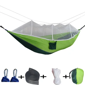 Открытый Гамак с москитной сеткой, Двухместная Воздушная палатка из нейлоновой парашютной ткани 210 Т для защиты от комаров