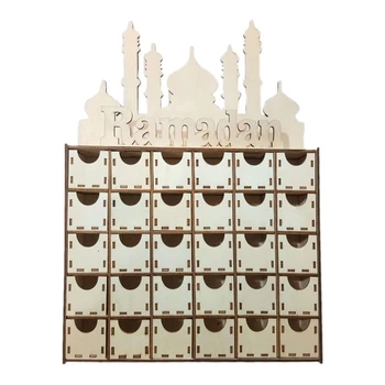 Деревянный Адвент-календарь Ид Рамадан Мубарак Мусульманские Украшения Ид Ид Орнамент Принадлежности для вечеринок