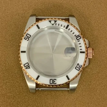 40-миллиметровый корпус часов из розового золота PVD, корпус из нержавеющей стали, сапфировое стекло, детали для часов Seiko SUB 8215 2813, замена механизма
