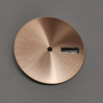 Пустой циферблат часов sunburst из розового золота для механизма NH36 29 мм циферблаты часов sunray с окошком даты серебристого 3D цвета