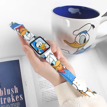Подходит для Apple Watch ремешок 44/42/40/38 мм мультфильм Дисней Дональд Дак Микки Маус милые iwatch сменный ремешок для часов подарки