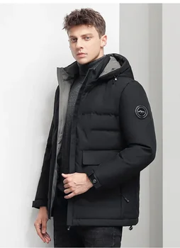 2023 Новая Высококачественная куртка на 90% Белом гусином пуху для мужчин, Съемная шляпа с капюшоном, Ветрозащитное теплое пуховое пальто, мужская зимняя одежда