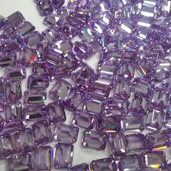 AAA Фиолетовый Синий восьмиугольный кубический цирконий россыпью изумрудной огранки CZ Камни Синтетические