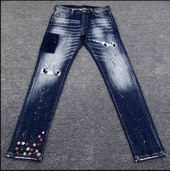 AQ07219 Модные мужские джинсы 2023 для подиума, роскошный известный бренд, европейский дизайн, мужская одежда для вечеринок