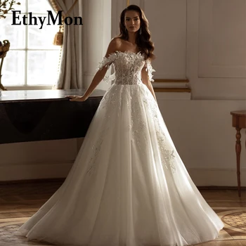 Ethymon Модное свадебное платье без бретелек для женщин, корсет с открытыми плечами, расшитое 3D цветами, Vestidos De Novia, сшитое на заказ