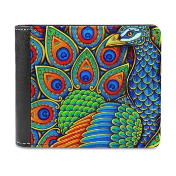 Модный кошелек для кредитных карт Rainbow Bird, Кожаные кошельки, Персонализированные кошельки для мужчин и женщин Peacock Peacocks Paisley