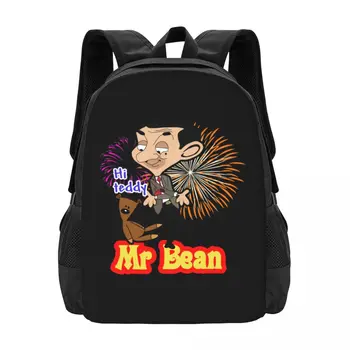 Симпатичное рисованное мультяшное изображение мистера Бина и его совместного рюкзака Большой емкости, милые складные рюкзаки для одежды