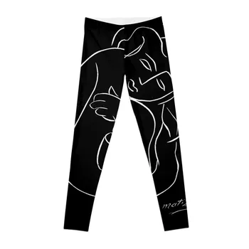 ТАИТЯНСКАЯ ЛЕДИ: Винтажные Леггинсы с черно-белым Рисунком Матисса, спортивные брюки, Женская спортивная одежда, Женские Леггинсы