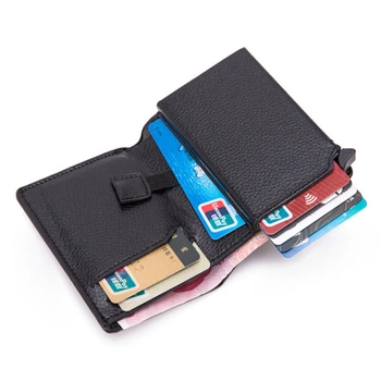 Мужская противоугонная алюминиевая коробка, чехол для кредитных карт для женщин, RFID-блокирующий кошелек для карт, всплывающие держатели карт, мини-кошелек для монет на молнии