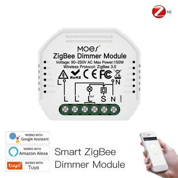 Работа с Alexa Home Smart Switch 1/2-позиционный переключатель Модуль диммера Zigbee Переключатель Tuya Голосовое управление Smart Home Mini