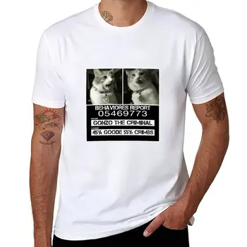 Новая футболка Gonzo the Cat's Mugshot, футболки на заказ, создайте свои собственные футболки, графические футболки, рубашки с животным принтом для мальчиков, мужские футболки