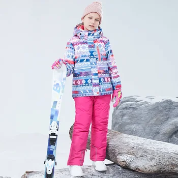 스키 Лыжный костюм с двойной доской, детский утепленный хлопковый костюм для сноубординга для мальчиков и девочек
