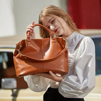 Новая высококачественная женская сумка из воловьей кожи первого слоя, модная кожаная сумка-мессенджер на одно плечо, тоут-тоут