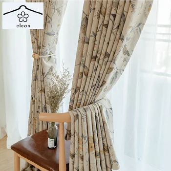 Новые занавески в китайском стиле в стиле ретро для гостиной, спальни, занавески из хлопка и льна с принтом 