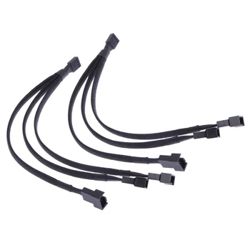 4-контактный кабель вентилятора PWM с разветвителем от 1 до 3-х путей, Удлинительный кабель с черными рукавами
