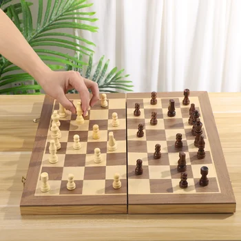 32шт деревянных международных шахматных фигур, Набор развлекательных настольных игр 