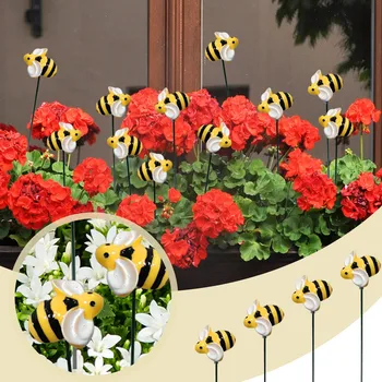 10 Шт Желтых Пчелиных кольев, Садовое кашпо, цветочный горшок, клумба, Садовый декор, искусство для двора, Наружное украшение, Садовые принадлежности