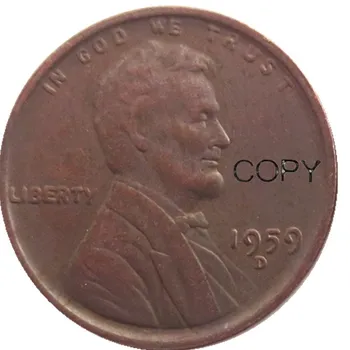 1959D пшеницы, один цент, 100% Медная копировальная монета