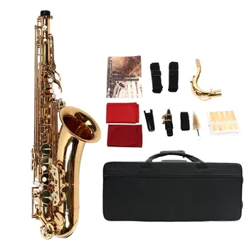 Тенор-саксофон Прочный, отличное качество звука, профессиональный набор для саксофона из латуни, яркий тон, надежные чистящие средства для игры