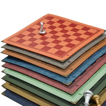Шахматная Доска 9 Цветов С Тисненым Дизайном Кожаная Настольная Игра Портативные Универсальные Роскошные Шашки Шахматы Интеллектуальная Игрушка В Подарок