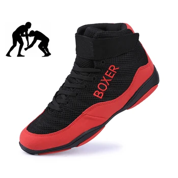 Профессиональная боксерская обувь, мужские легкие боксерские кроссовки для мужчин, удобная борцовская обувь, противоскользящие борцовские кроссовки