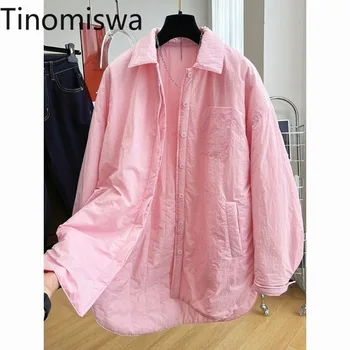 Tinomiswa, Корейские шикарные куртки нового поступления, Женские куртки с отложным воротником и длинным рукавом, Однотонная верхняя одежда, Женские Свободные повседневные пальто