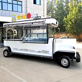 В наличии 4-метровый передвижной фургон для перевозки продуктов питания Трейлер для общественного питания Тележка для приготовления хот-догов мороженого, чая и кофе Уличный электрический киоск по продаже продуктов питания Фургон