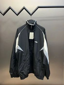 2023 Осенняя новинка от кутюр, мужская куртка с черно-белыми вставками, расшитая спортивным пальто, повседневные куртки для хай-стрит в стиле Преппи