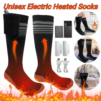 Зимние носки с подогревом, мужские и женские носки с термоизоляцией, USB Перезаряжаемые Носки с электрическим подогревом, грелка для ног для занятий спортом на открытом воздухе