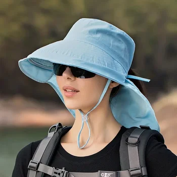 Дизайнерские легкие шляпы с козырьком с отверстием для конского хвоста, летние женские шляпы-ведерки с большими полями, солнцезащитная кепка для защиты глаз на открытом воздухе